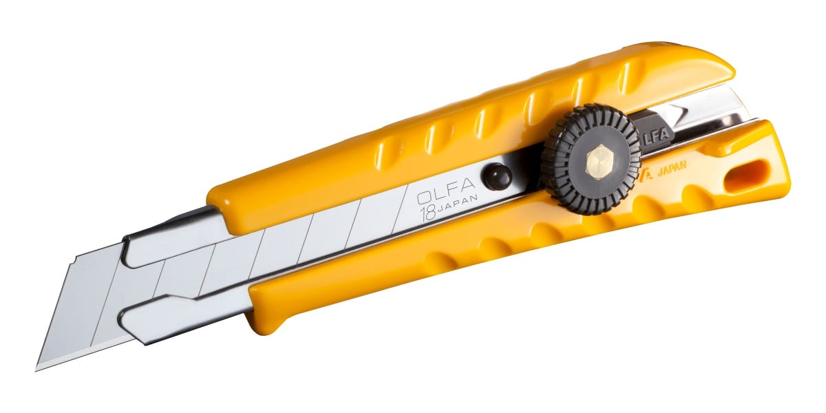 Olfa L-1 Heavy Duty 18mm Snap Blade Screwlock Cutter