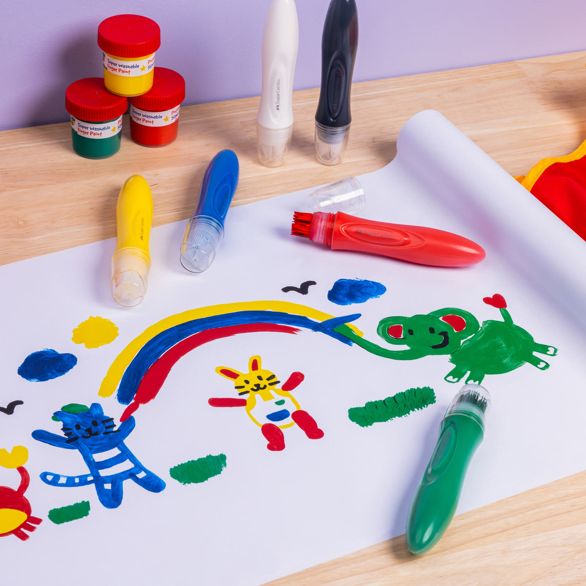 Faber-Castell Little Creatives Jumbo Washable Squeezing Paint Brushes Pack 6