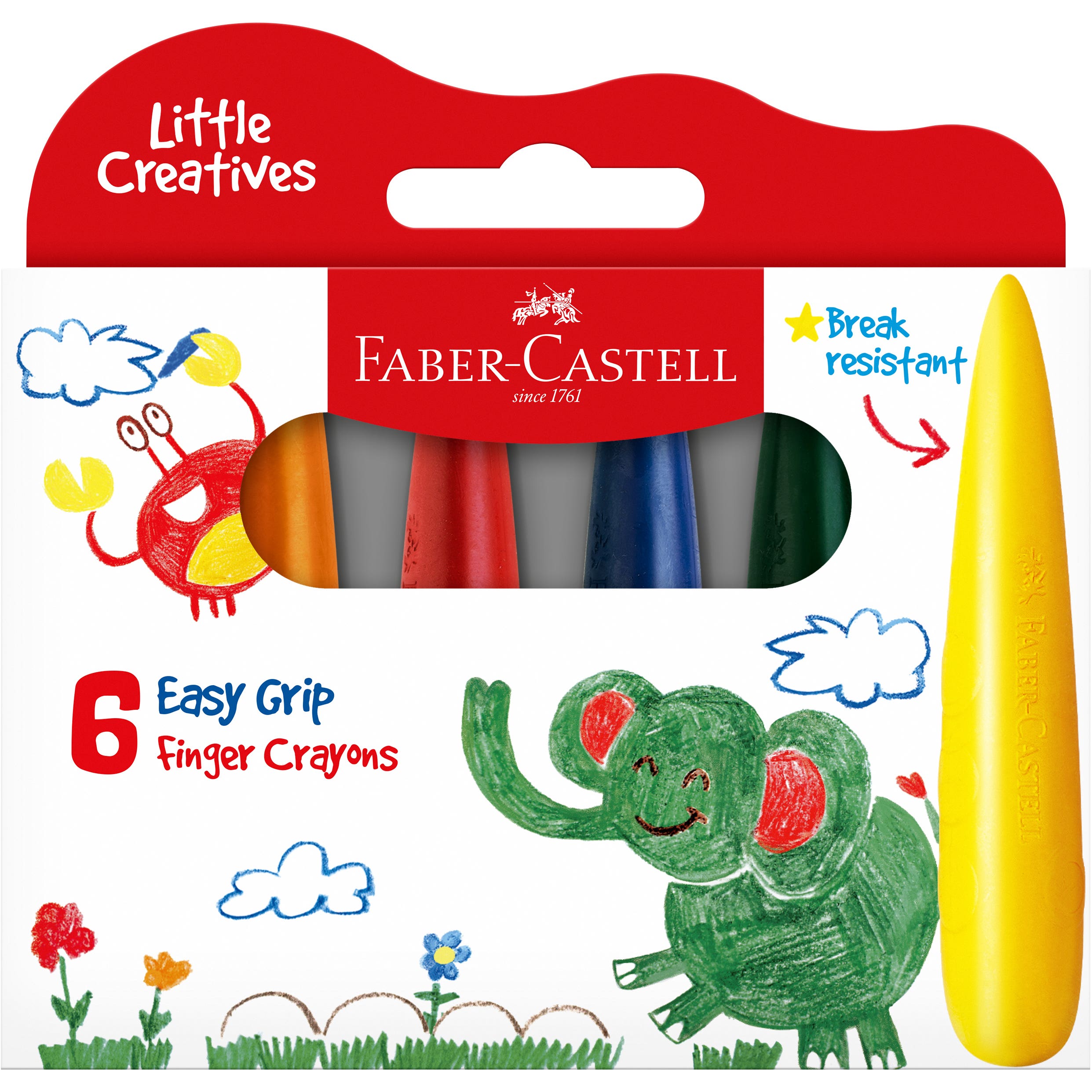 Faber-Castell Little Creatives Easy Grip Finger Crayon Set 6