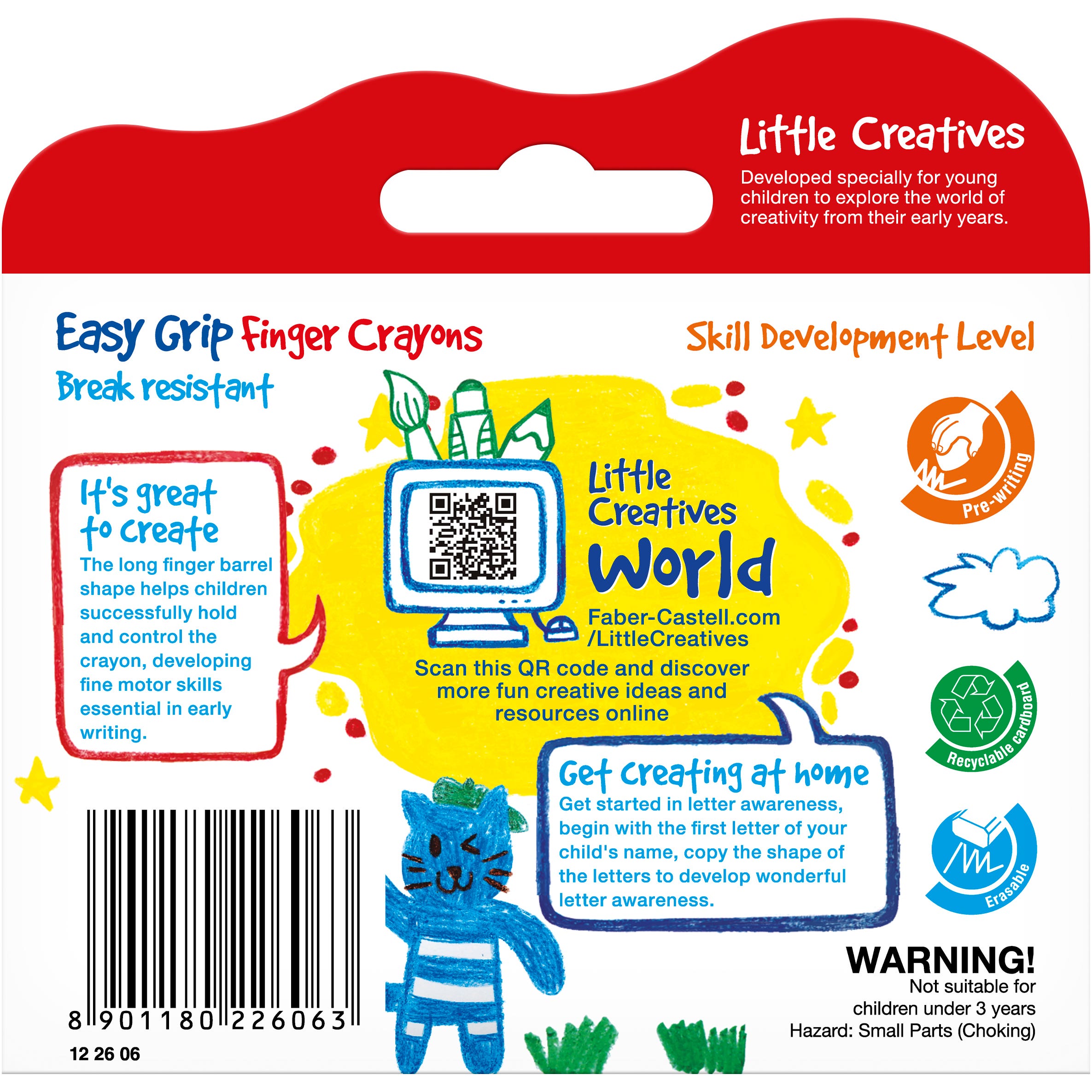 Faber-Castell Little Creatives Easy Grip Finger Crayon Set 6