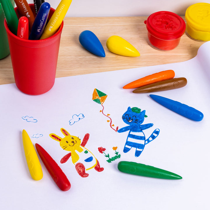 Faber-Castell Little Creatives Easy Grip Finger Crayon Set 6