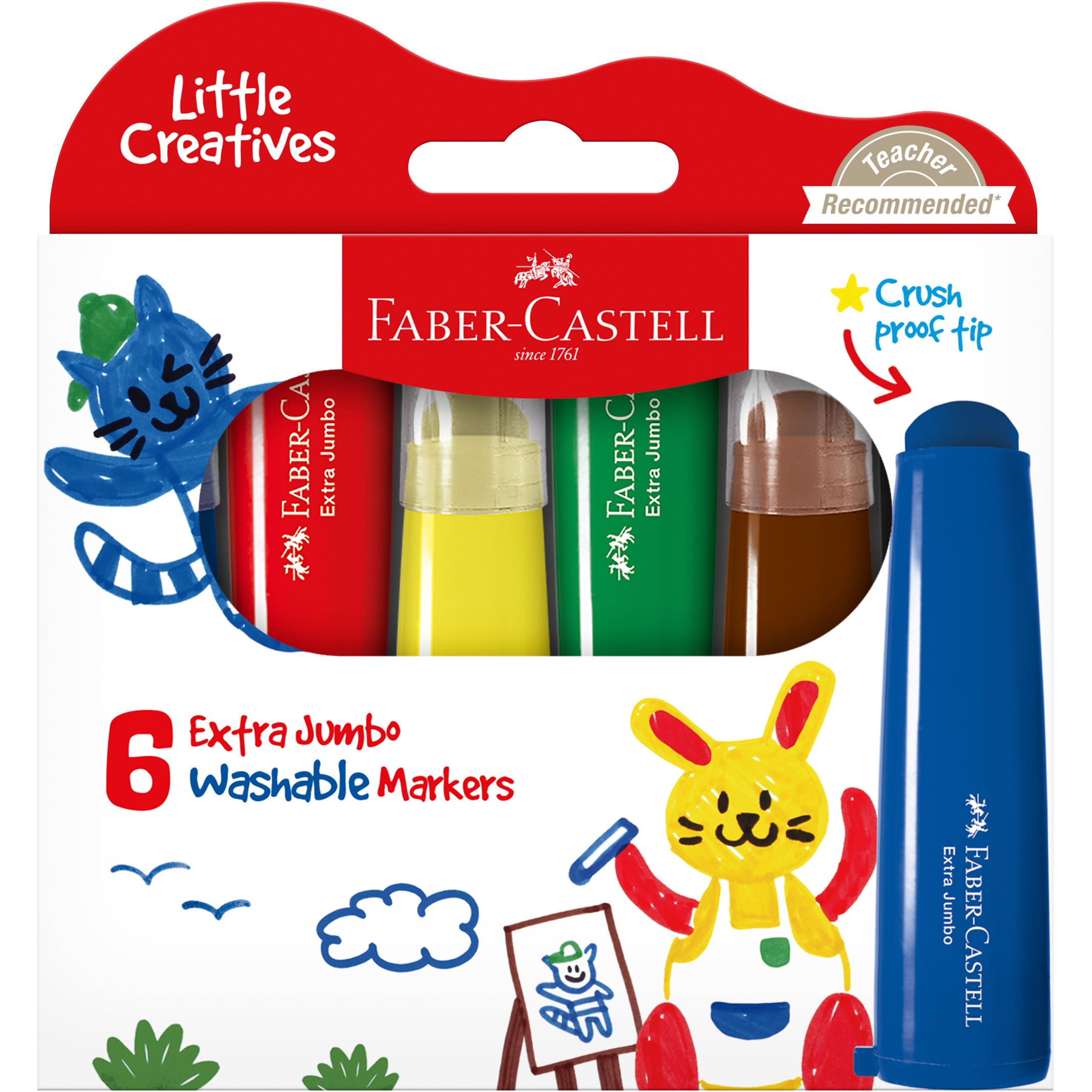 Faber-Castell Little Creatives Extra Jumbo Washable Markers Pack 6