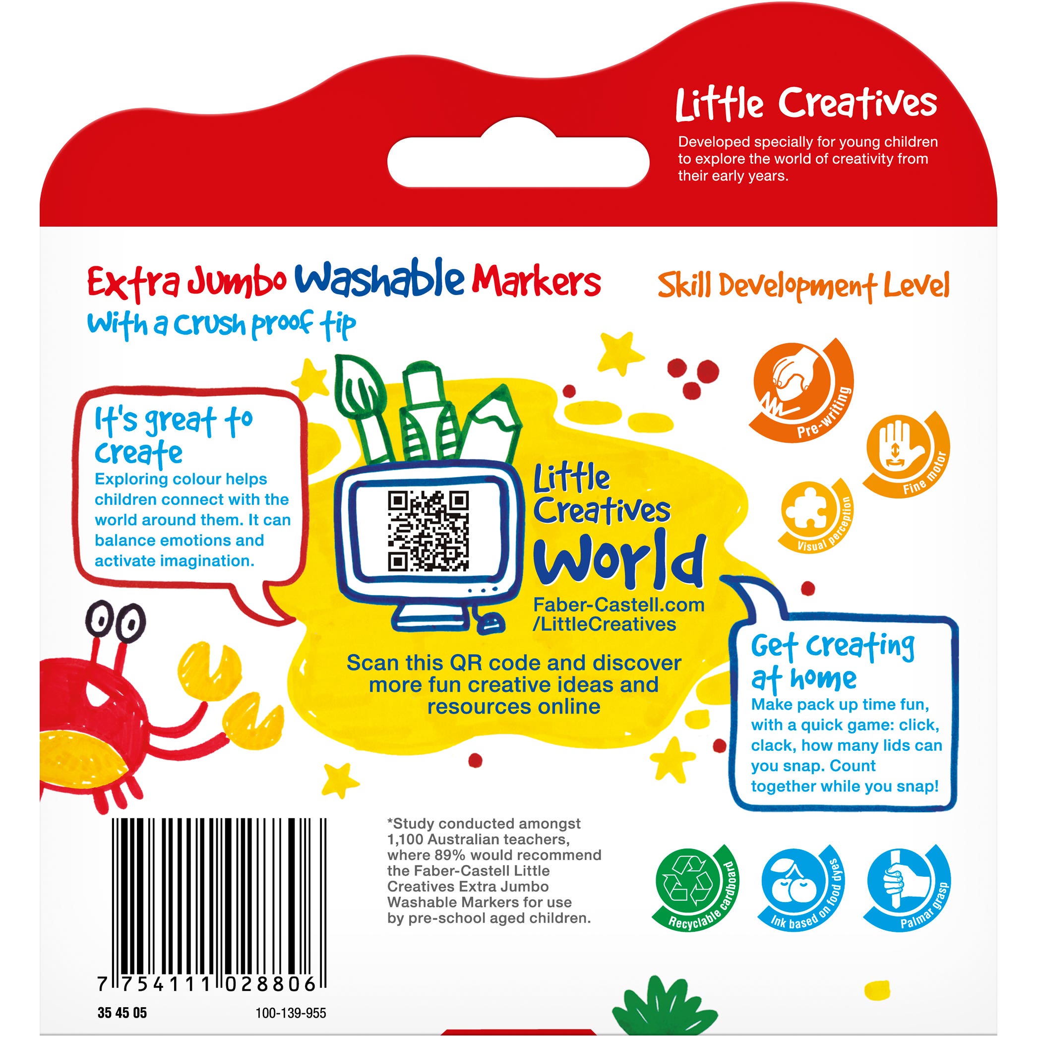 Faber-Castell Little Creatives Extra Jumbo Washable Markers Pack 6