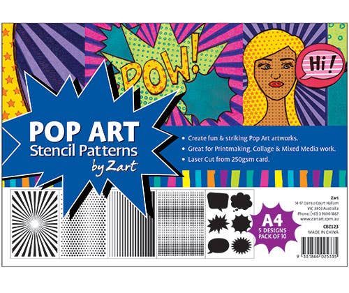 Pop Art Stencil Pattern Sheet Pack 10
