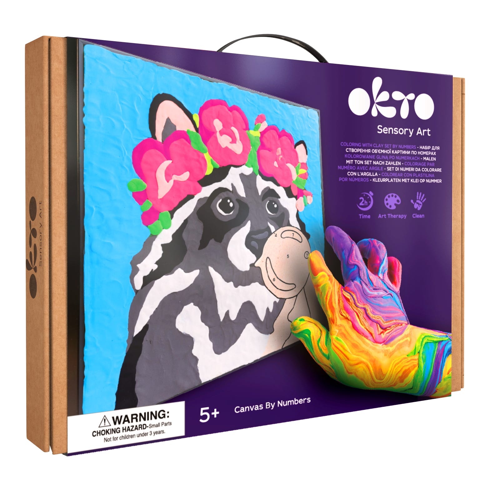 Okto Colouring with Clay By Numbers Kit Raccoon