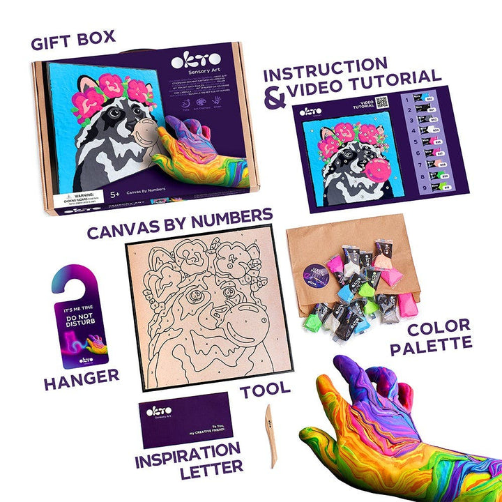 Okto Colouring with Clay By Numbers Kit Raccoon
