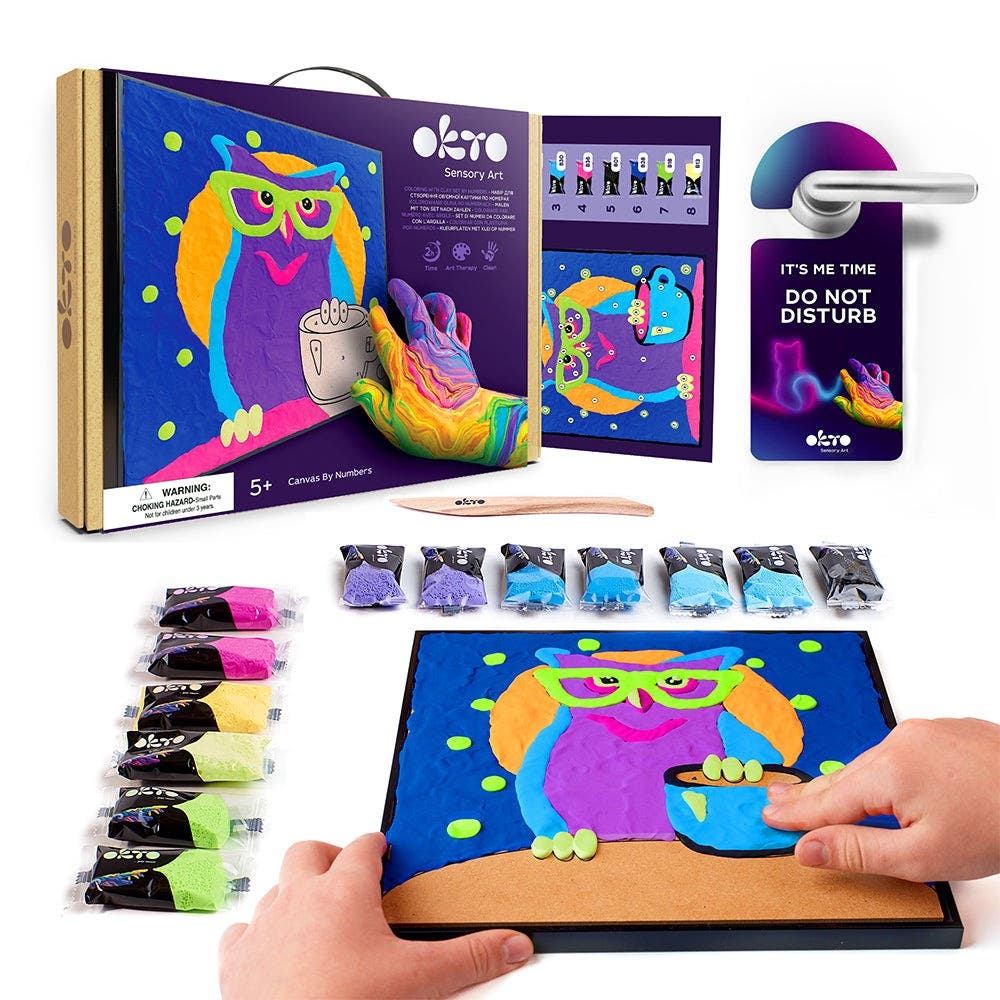 Okto Colouring with Clay By Numbers Kit Owl