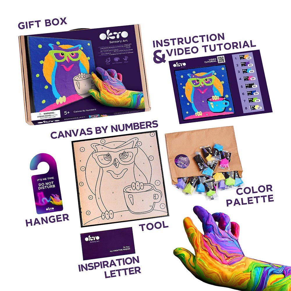 Okto Colouring with Clay By Numbers Kit Owl