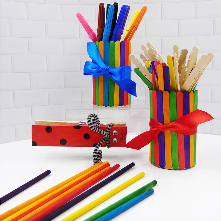 Value Craft Wood Craft Sticks Assorted Colour Pack