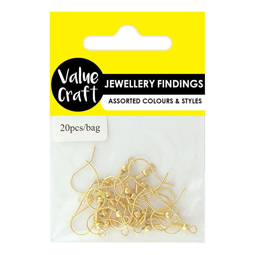 Value Craft Earring Shepherd Hooks Gold Pack 20