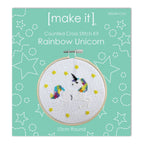 Make It Cross Stitch Kit Round With Hoop 4" Rainbow Unicorn