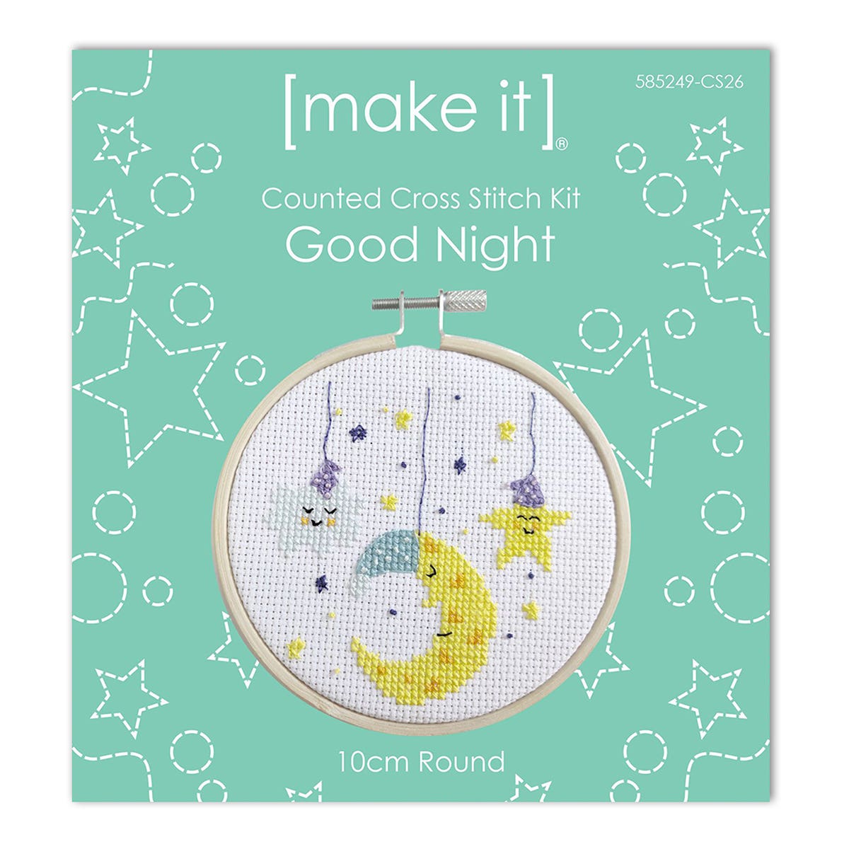 Make It Cross Stitch Kit Round With Hoop 4" Good Night