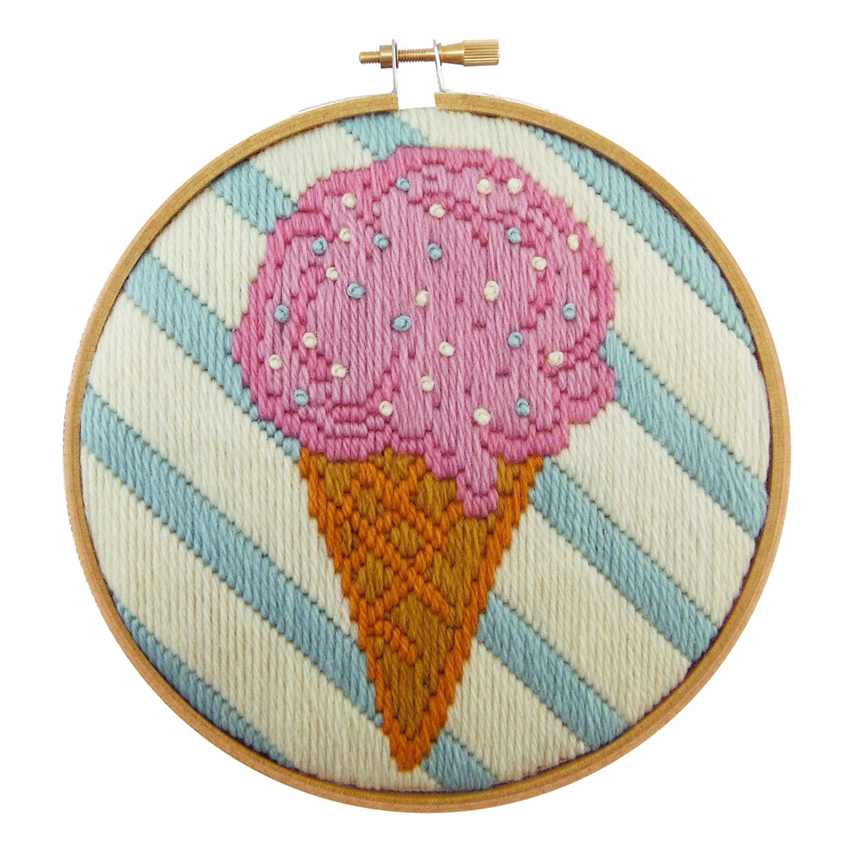 Make It Long Stitch Kit Round With Hoop 6" Ice Cream