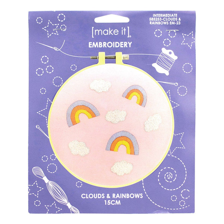 Make It Embroidery Kit 12.4 x 12.1cm Clouds And Rainbows