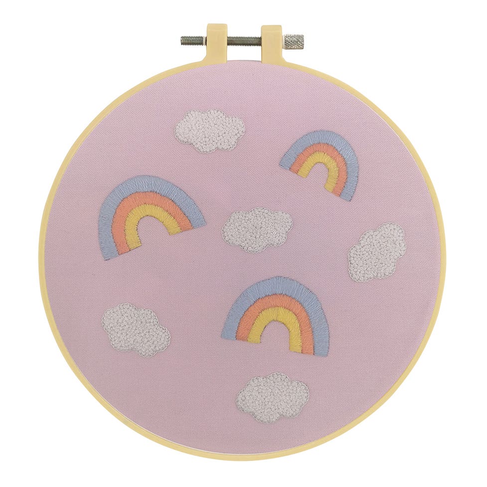 Make It Embroidery Kit 12.4 x 12.1cm Clouds And Rainbows
