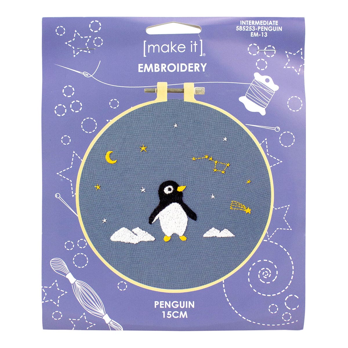 Make It Embroidery Kit 12.5 x 9.6cm Penguin