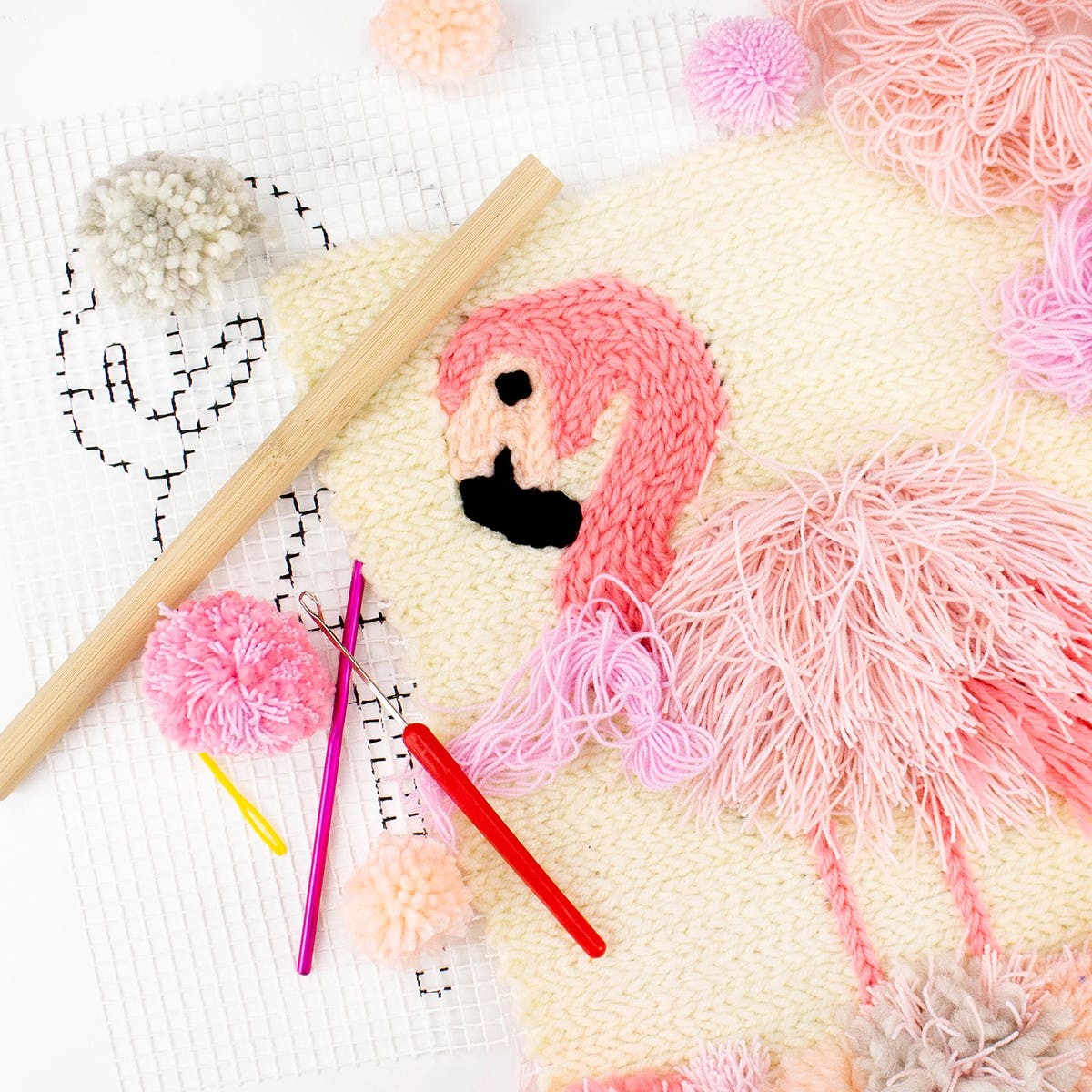 Make It Crochet Wall Hanging Kit 23.8 x 42cm Flamingo