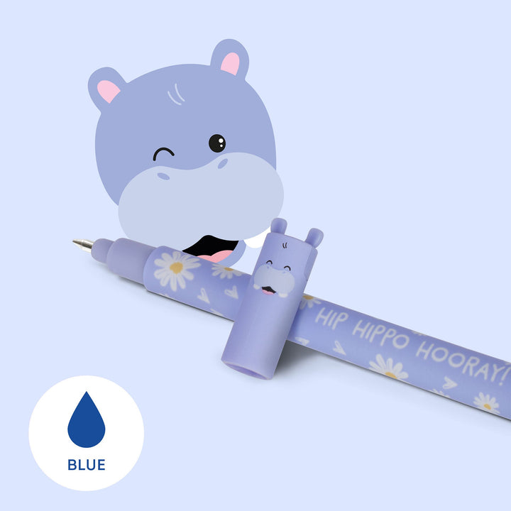 Legami Erasable Gel Pen Hippo (Blue Ink)