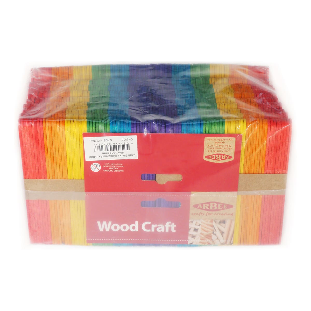 Arbee Wood Craft Sticks Assorted Colour Pack