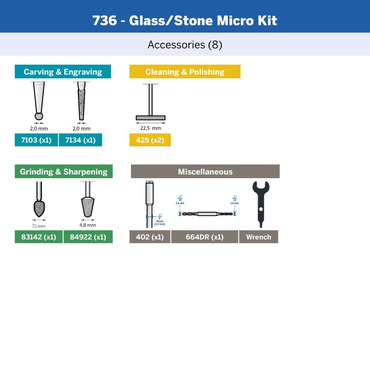Dremel Glass And Stone Accessory Kit (735) 8 Piece
