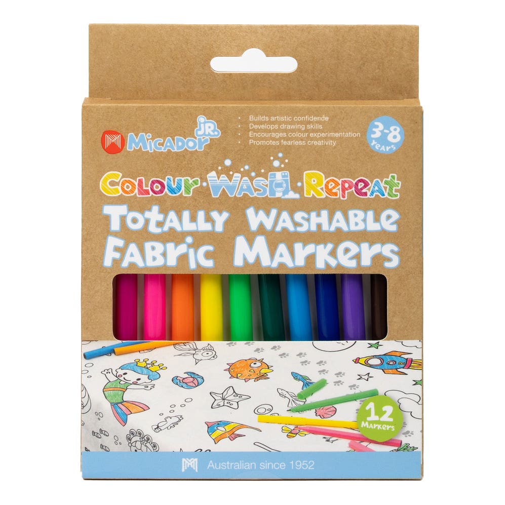 Micador Jr. Colour Wash Repeat Totally Washable Fabric Marker Packs