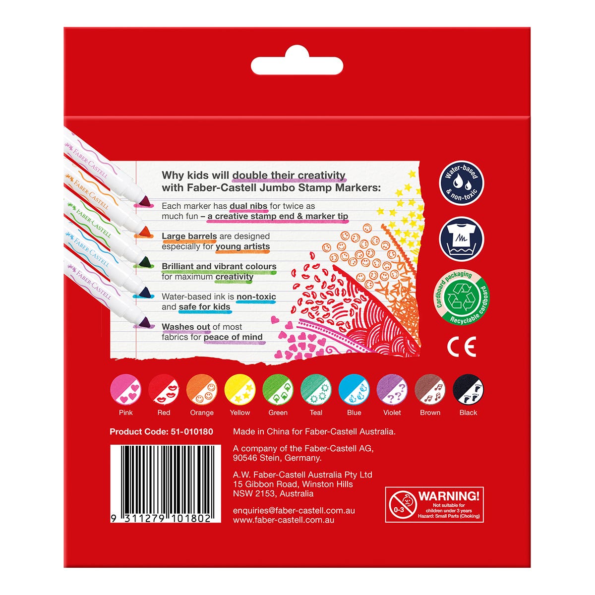 Faber-Castell Jumbo Stamp Marker Set 10