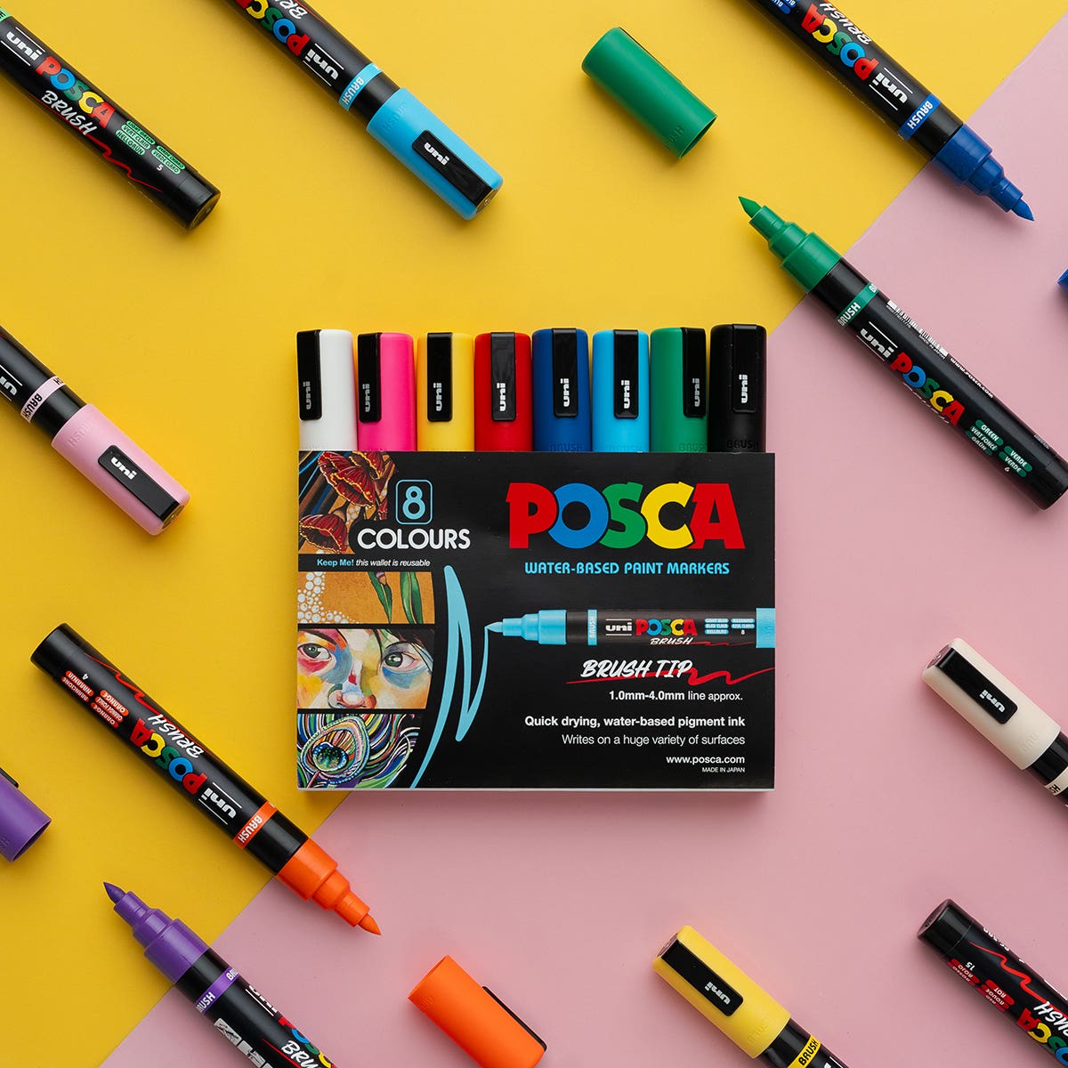 Posca Marker Medium Brush (PC-5BR) Set 8