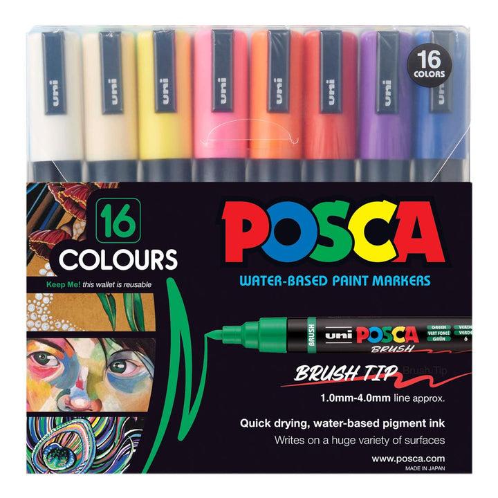 Posca Marker Medium Brush (PC-5BR) Set 16