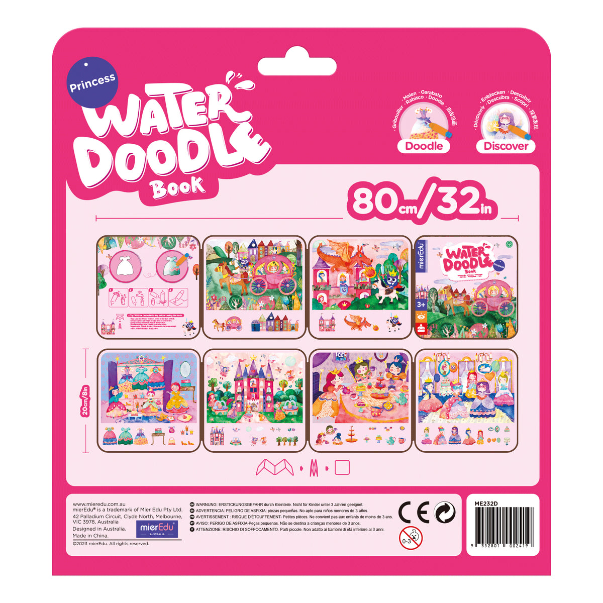 mierEdu Water Doodle Book Princess