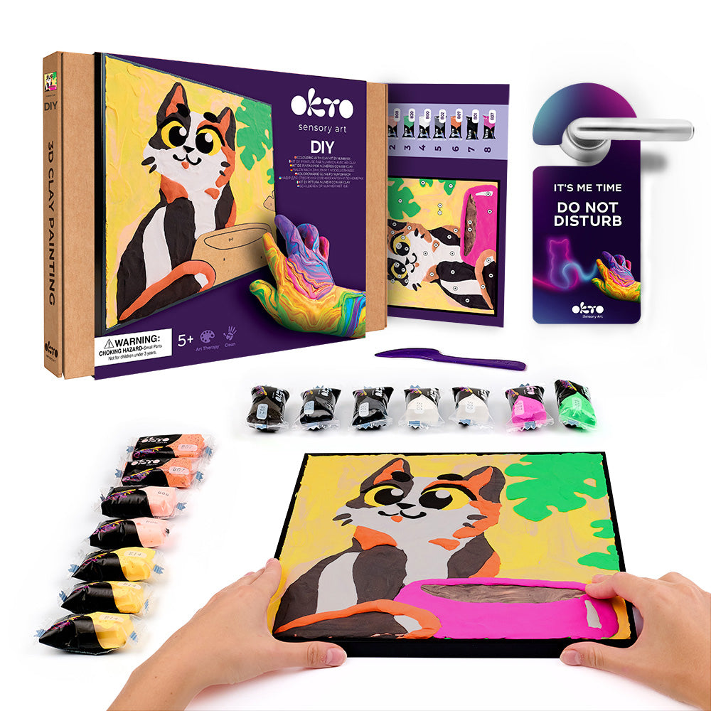 Okto Colouring Clay By Numbers Funny Cat