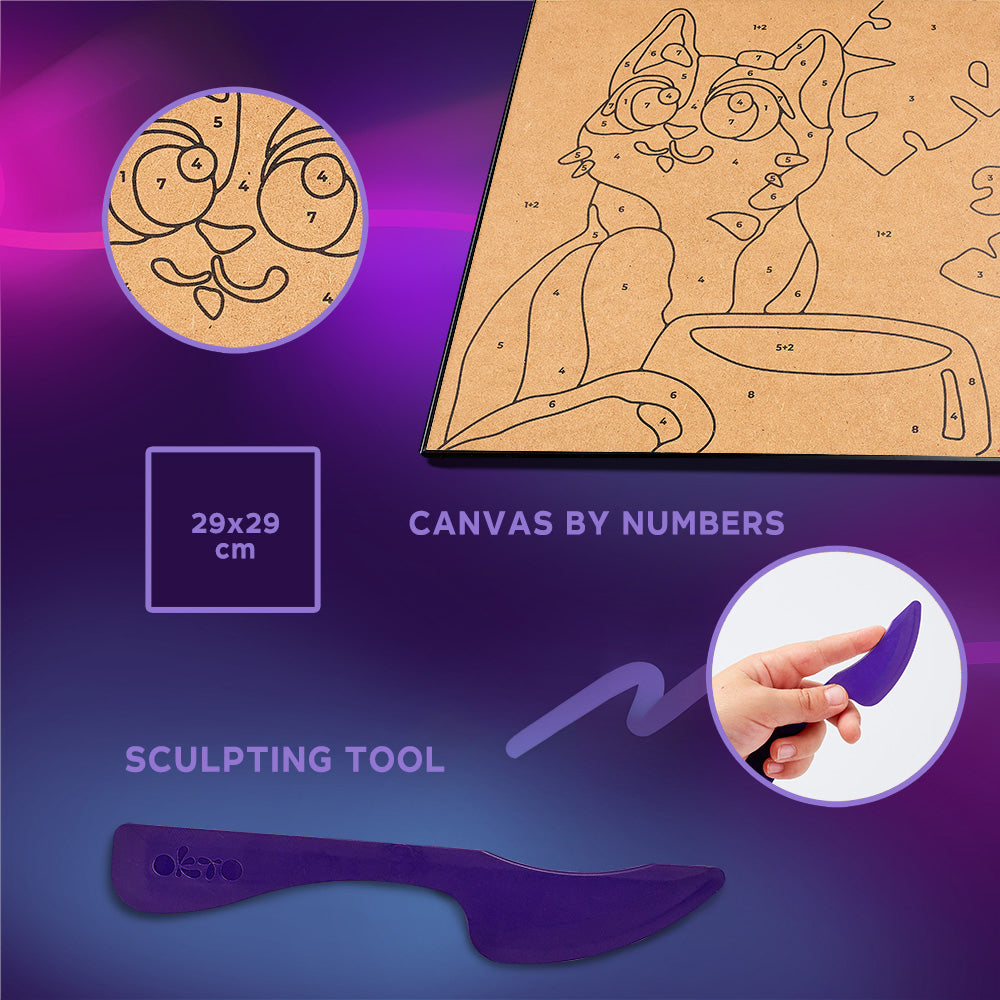 Okto Colouring Clay By Numbers Funny Cat