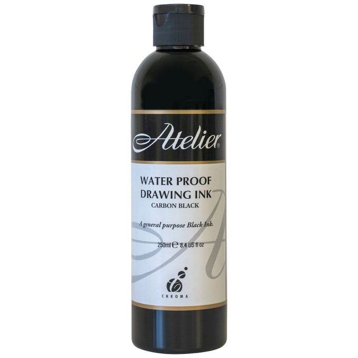 Atelier Black Waterproof Drawing Ink 250ml