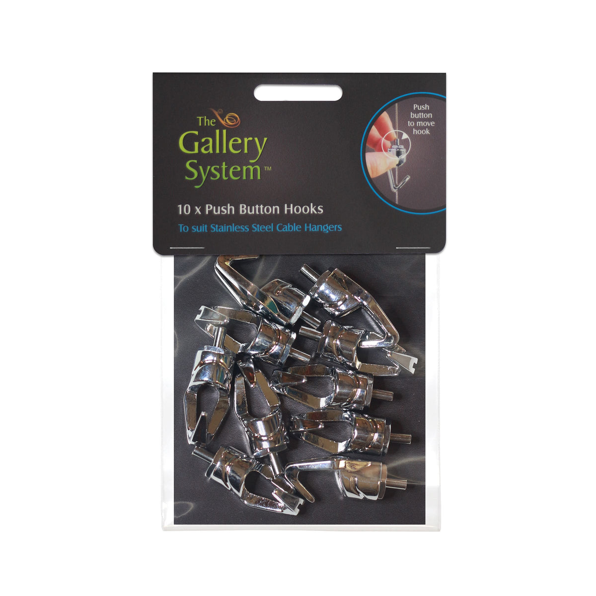 Gallery Hanging System Push Button Hook