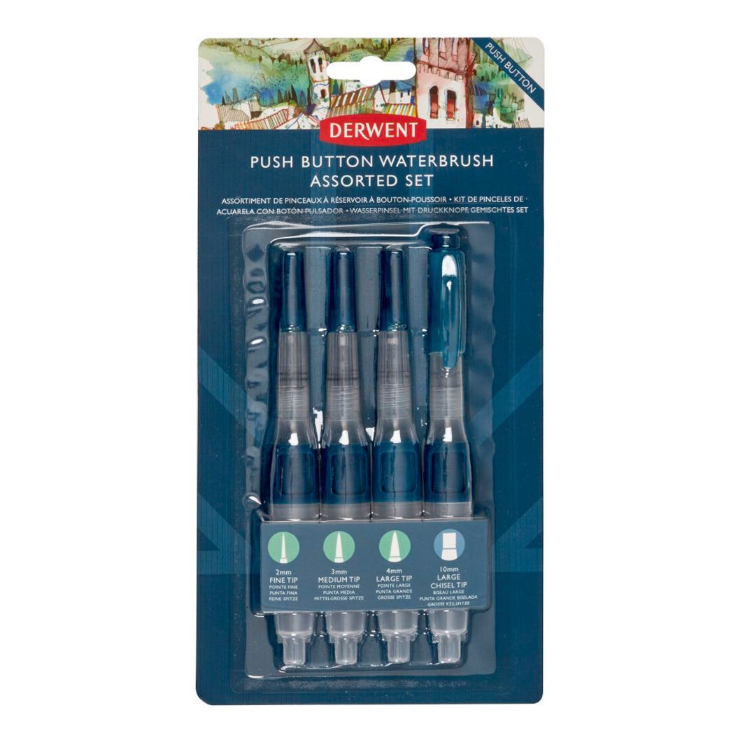Derwent Push Button Waterbrush Set 4