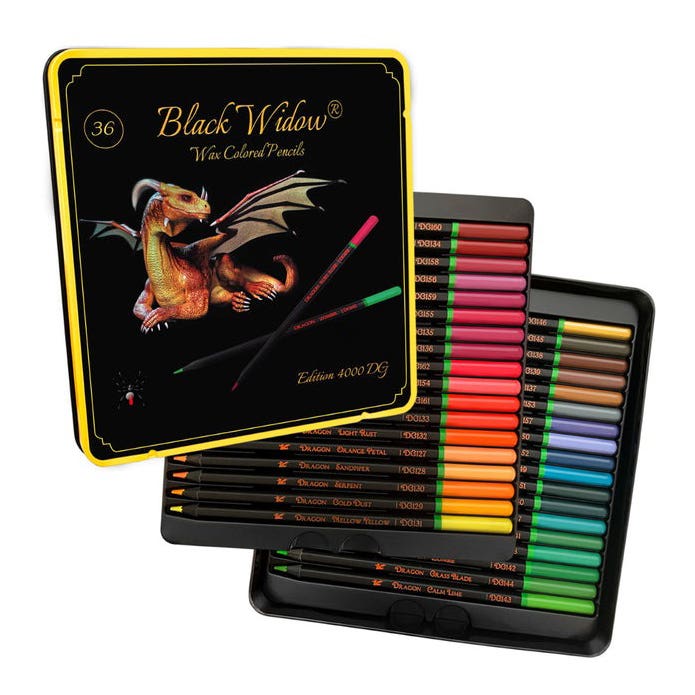 Black Widow Colour Pencil Dragon Set 36