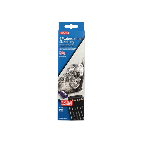Derwent Water Soluble Sketching Pencils Tin 6