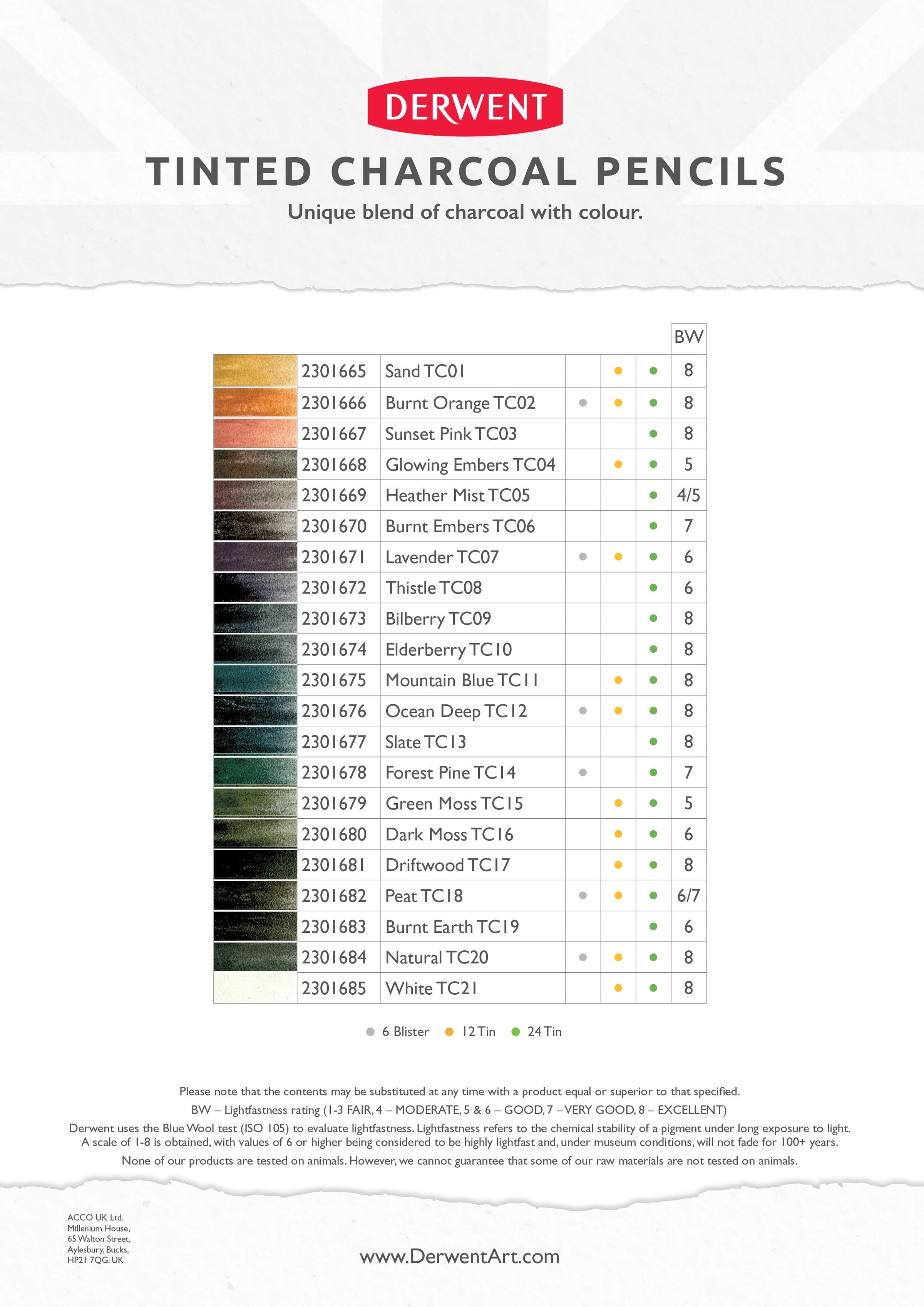 Derwent Tinted Charcoal Pencils
