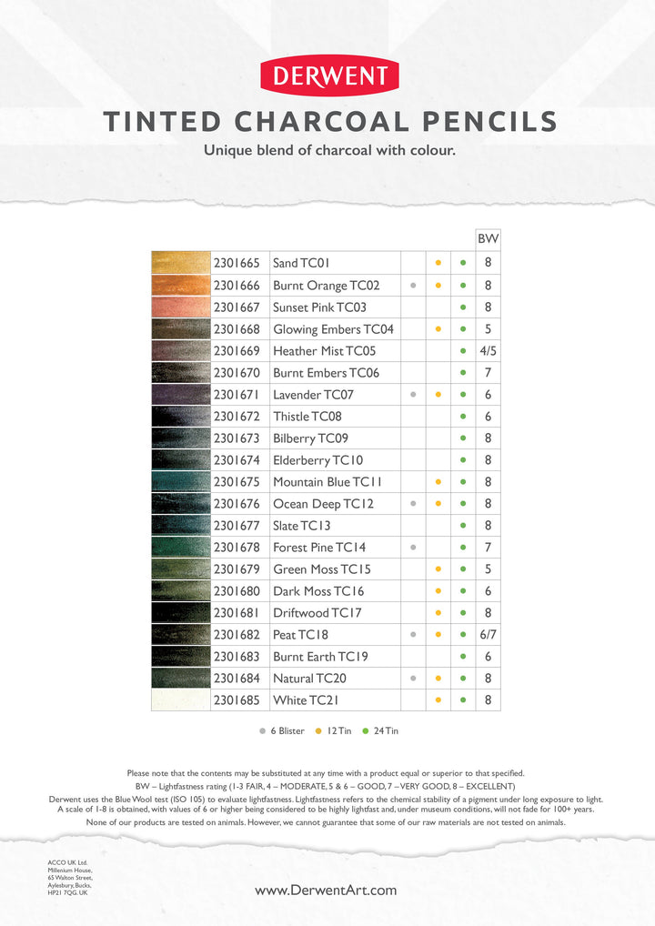 Derwent Tinted Charcoal Pencil Sets