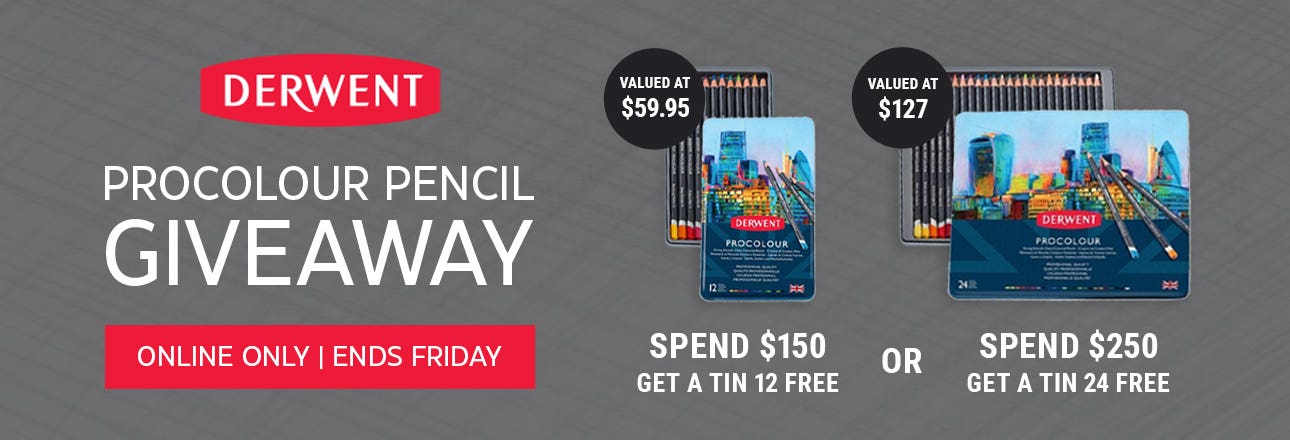 Spend $150 or more and get a Derwent Procolour Pencil Tin Free!