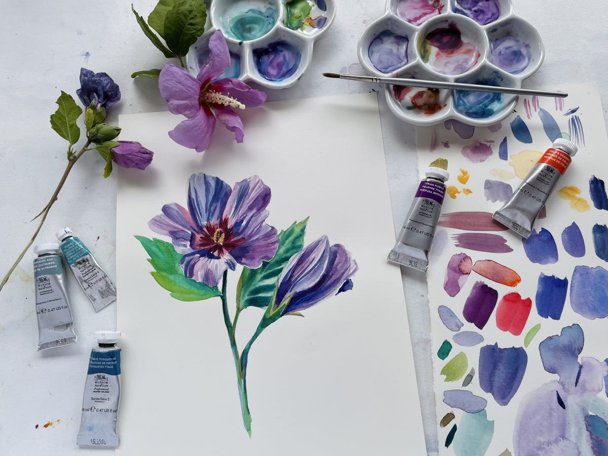 Purple Hibiscus - Winsor & Newton Professional Watercolour Workshop