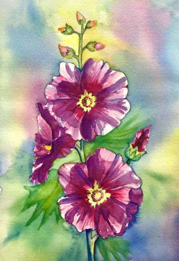 Hollyhock Watercolour Workshop